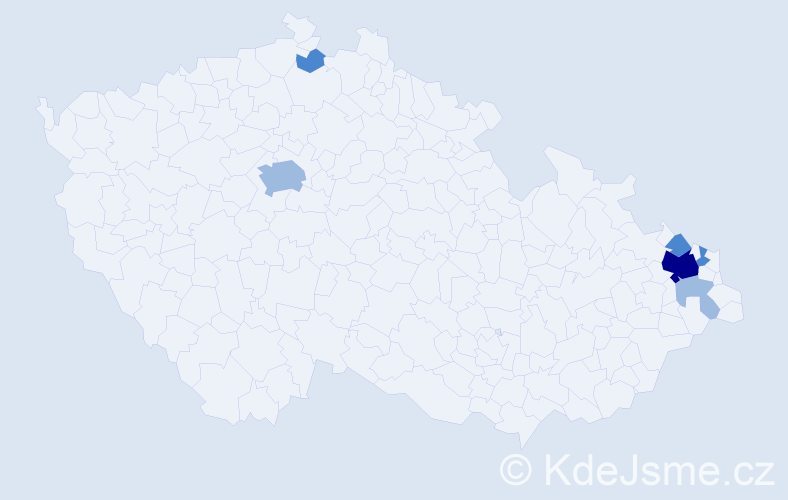 Příjmení: 'Kovala', počet výskytů 12 v celé ČR
