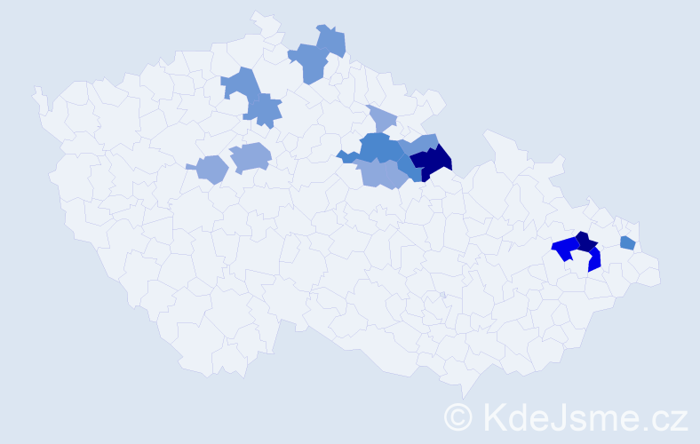 Příjmení: 'Podstavková', počet výskytů 46 v celé ČR