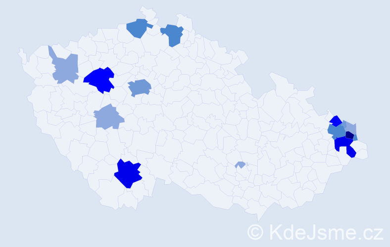 Příjmení: 'Sivá', počet výskytů 45 v celé ČR