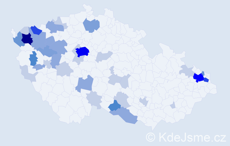Příjmení: 'Stark', počet výskytů 99 v celé ČR
