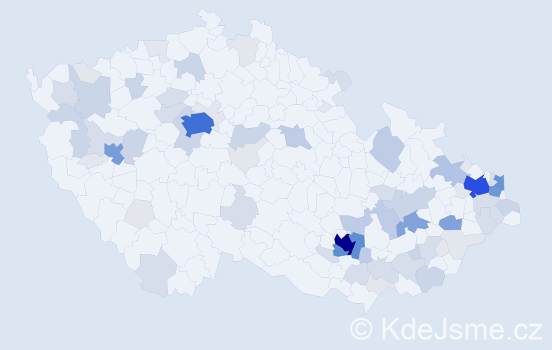 Příjmení: 'Dostal', počet výskytů 271 v celé ČR