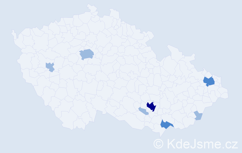 Příjmení: 'Porubanová', počet výskytů 12 v celé ČR