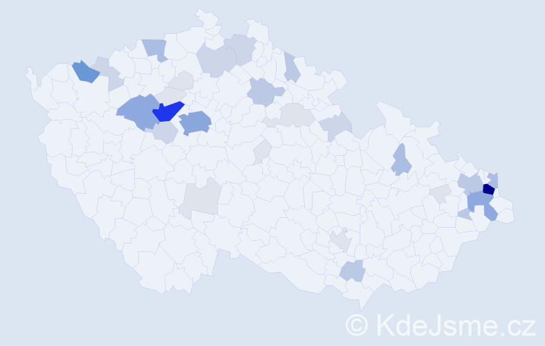 Příjmení: 'Kónya', počet výskytů 117 v celé ČR