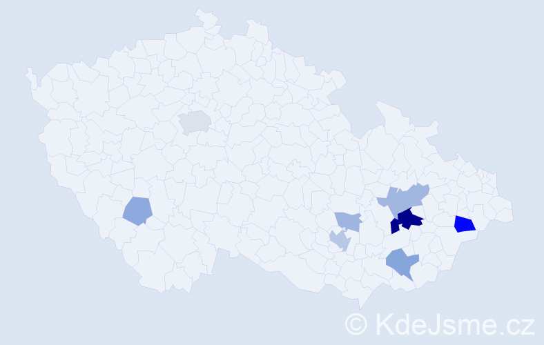 Příjmení: 'Chajdová', počet výskytů 23 v celé ČR