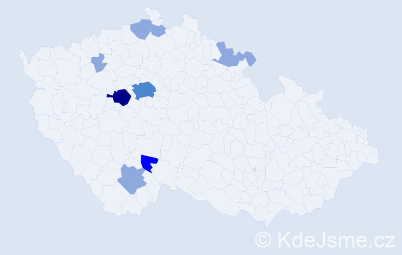 Příjmení: 'Vohnoutková', počet výskytů 17 v celé ČR