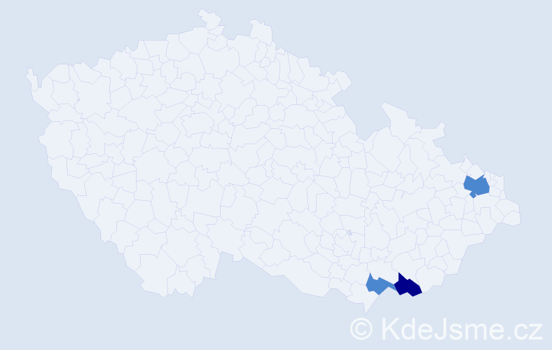 Příjmení: 'Dóciová', počet výskytů 5 v celé ČR