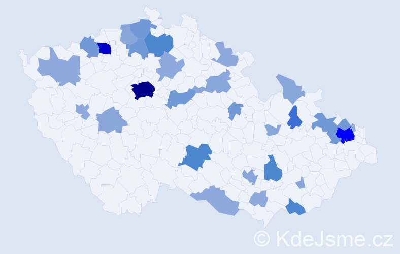 Příjmení: 'Cingelová', počet výskytů 92 v celé ČR