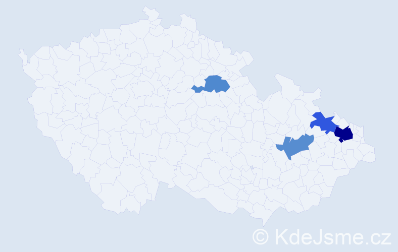 Příjmení: 'Rychtárová', počet výskytů 7 v celé ČR