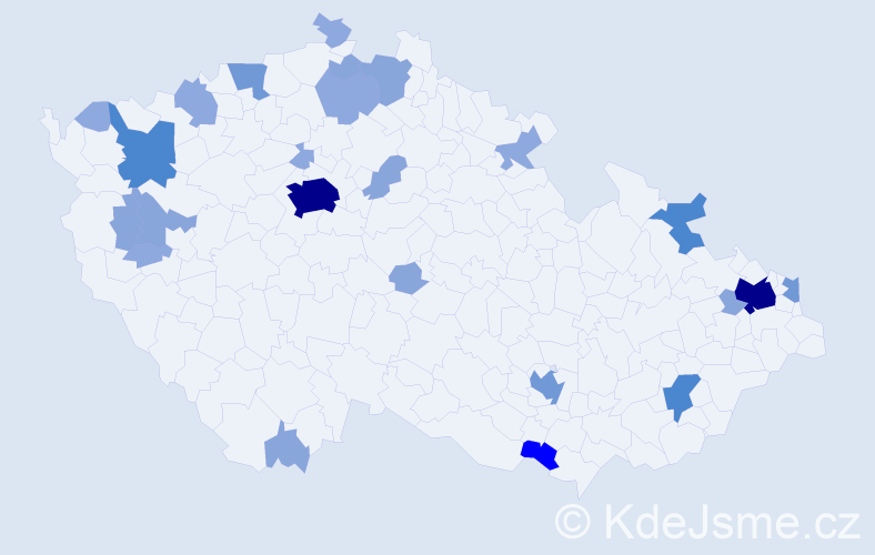 Příjmení: 'Kovacs', počet výskytů 69 v celé ČR
