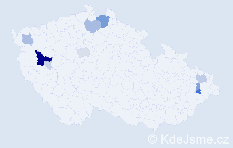 Příjmení: 'Bondrová', počet výskytů 18 v celé ČR