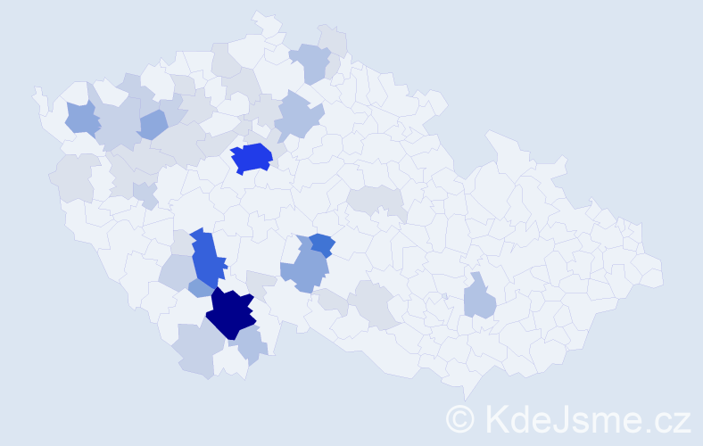 Příjmení: 'Vazačová', počet výskytů 129 v celé ČR