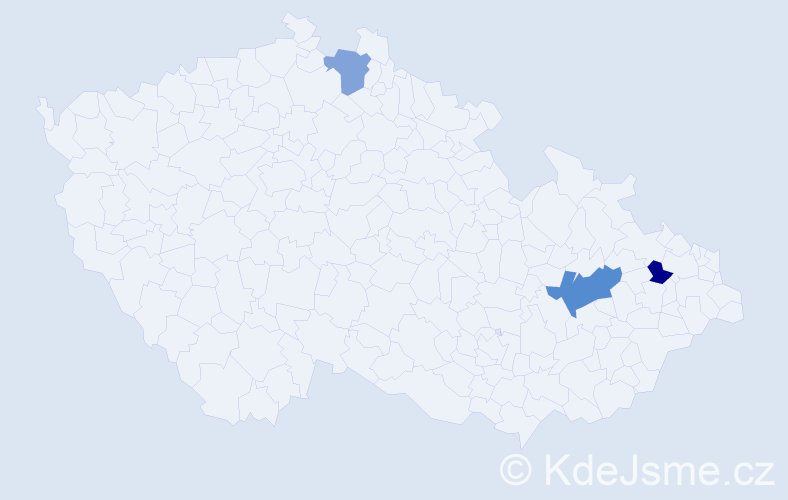 Příjmení: 'Cázerová', počet výskytů 4 v celé ČR