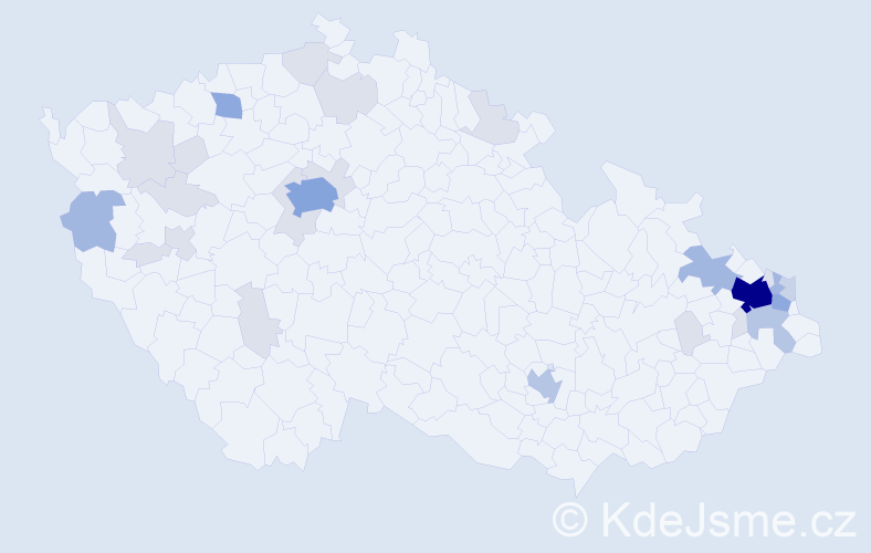 Příjmení: 'Dombrovský', počet výskytů 75 v celé ČR