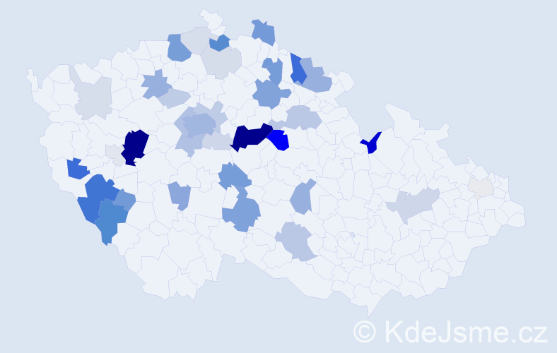 Příjmení: 'Kesner', počet výskytů 131 v celé ČR