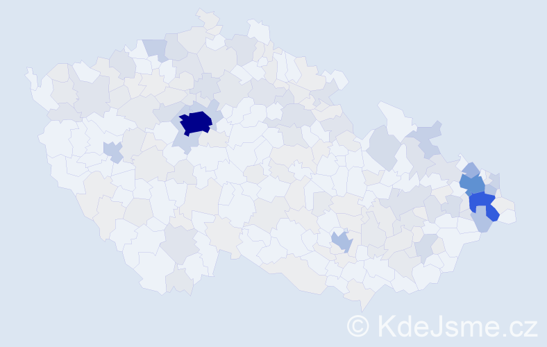 Příjmení: 'Koval', počet výskytů 763 v celé ČR