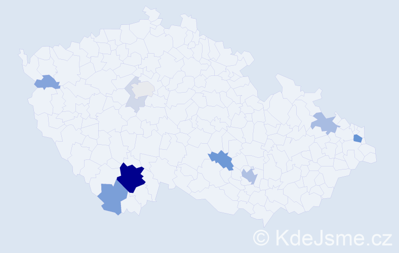 Příjmení: 'Kácal', počet výskytů 38 v celé ČR
