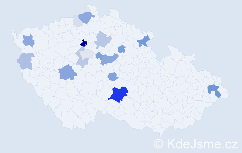 Příjmení: 'Huďa', počet výskytů 52 v celé ČR