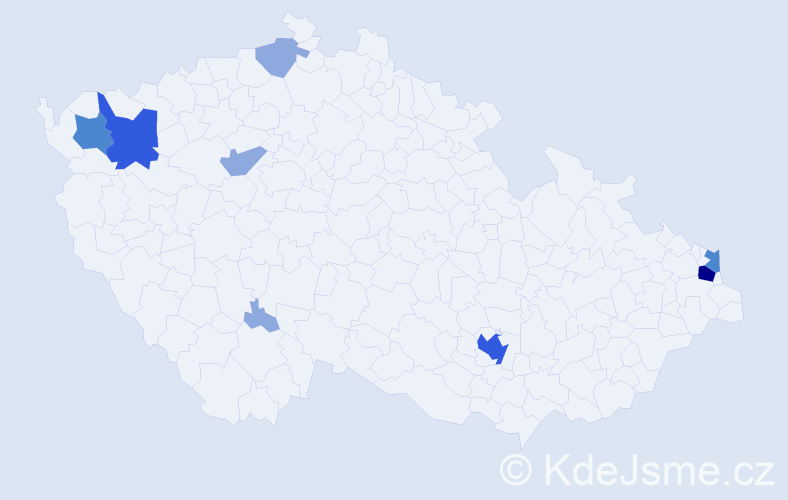 Příjmení: 'Bakanová', počet výskytů 18 v celé ČR