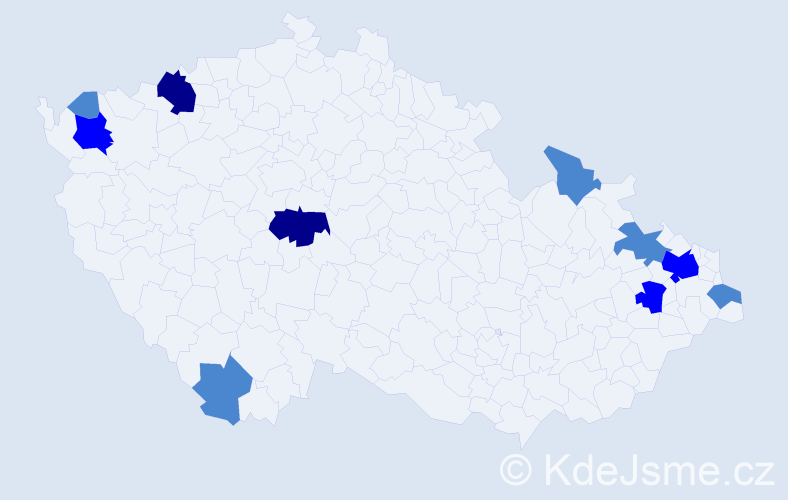 Příjmení: 'Kapušová', počet výskytů 17 v celé ČR