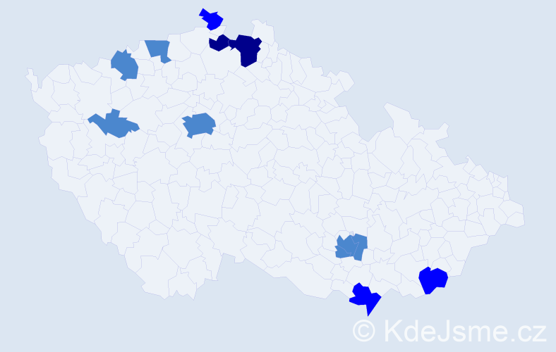 Příjmení: 'Bienertová', počet výskytů 18 v celé ČR