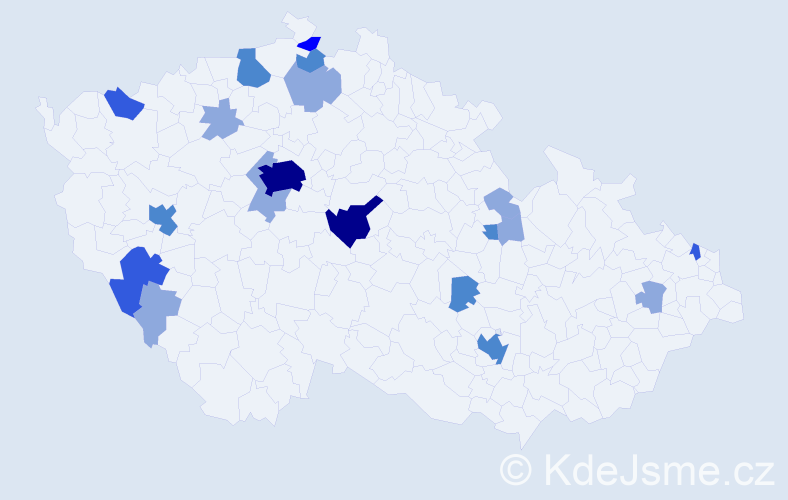 Příjmení: 'Maco', počet výskytů 42 v celé ČR