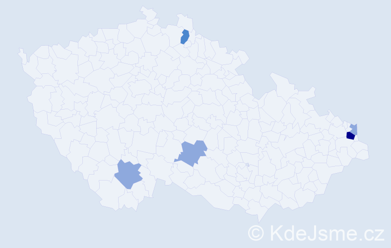Příjmení: 'Frkala', počet výskytů 13 v celé ČR