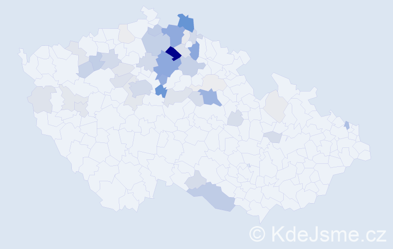 Příjmení: 'Průšek', počet výskytů 151 v celé ČR