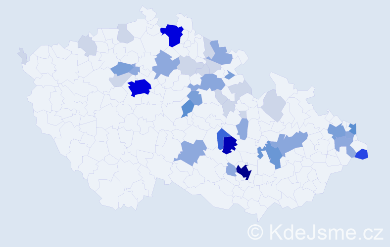 Příjmení: 'Kulková', počet výskytů 137 v celé ČR