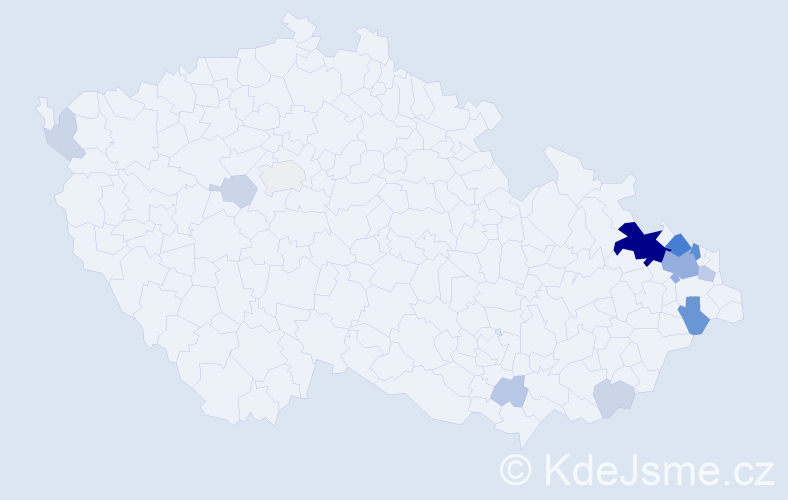Příjmení: 'Manderla', počet výskytů 46 v celé ČR