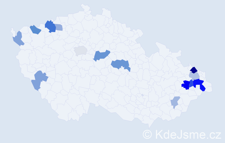 Příjmení: 'Modrovičová', počet výskytů 29 v celé ČR