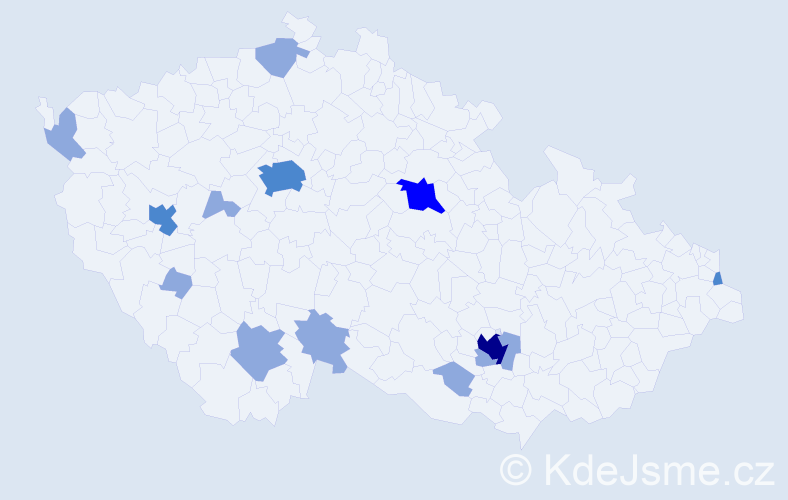 Příjmení: 'Mácalová', počet výskytů 23 v celé ČR