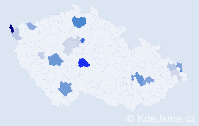Příjmení: 'Benkovský', počet výskytů 57 v celé ČR