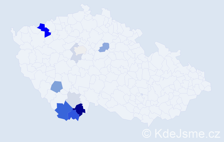 Příjmení: 'Roubínová', počet výskytů 21 v celé ČR