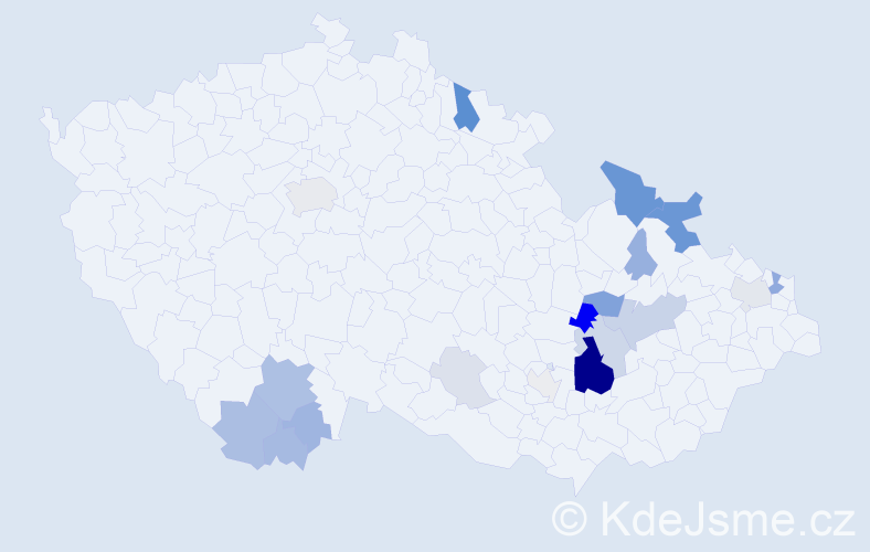 Příjmení: 'Mačkalová', počet výskytů 62 v celé ČR