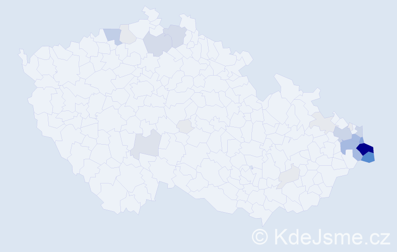 Příjmení: 'Bilko', počet výskytů 131 v celé ČR