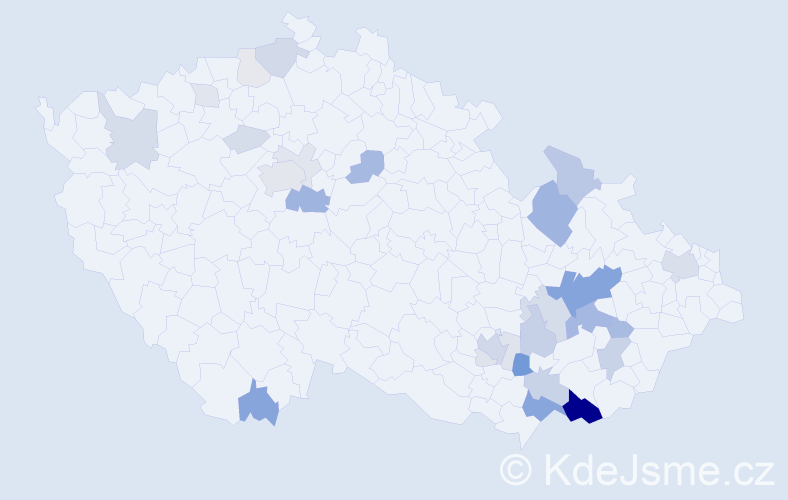Příjmení: 'Chromeček', počet výskytů 96 v celé ČR