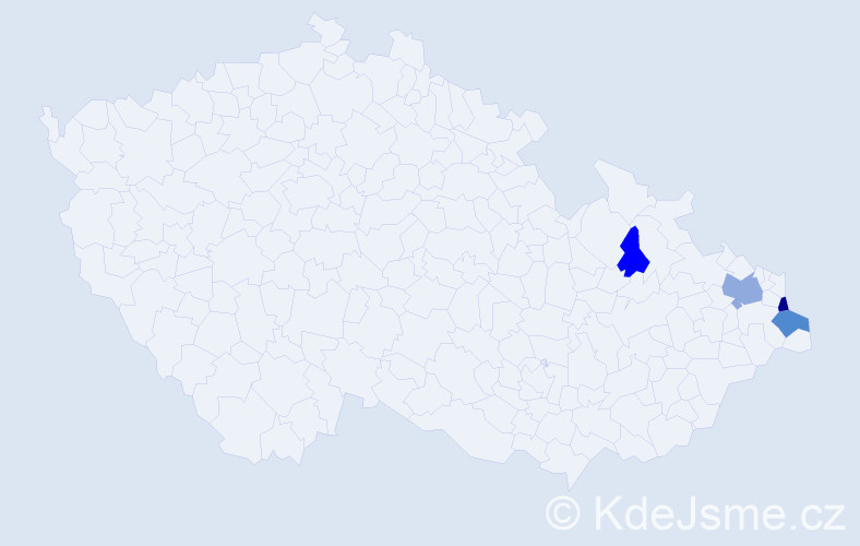 Příjmení: 'Kolonderová', počet výskytů 8 v celé ČR