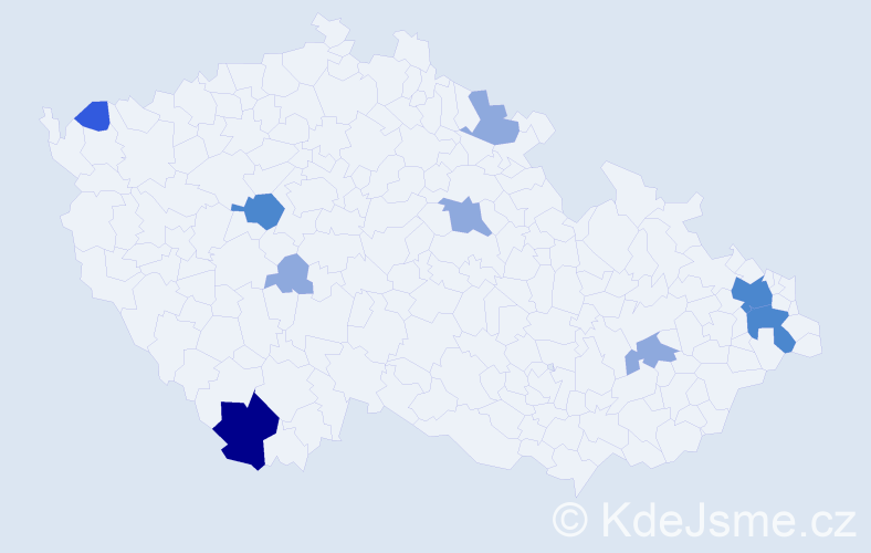 Příjmení: 'Čabaj', počet výskytů 18 v celé ČR