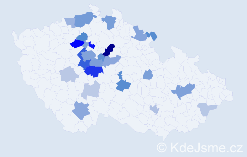 Příjmení: 'Klabíková', počet výskytů 88 v celé ČR
