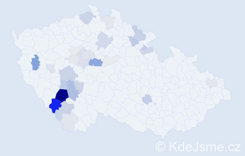 Příjmení: 'Pechlát', počet výskytů 117 v celé ČR