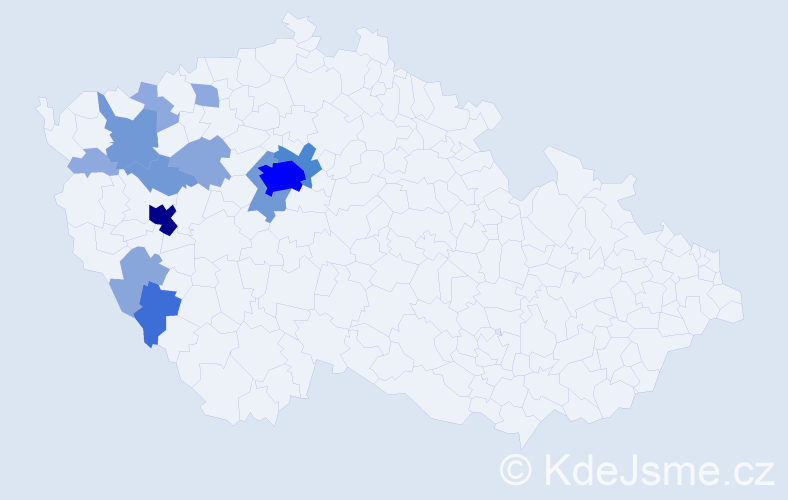Příjmení: 'Kopač', počet výskytů 41 v celé ČR