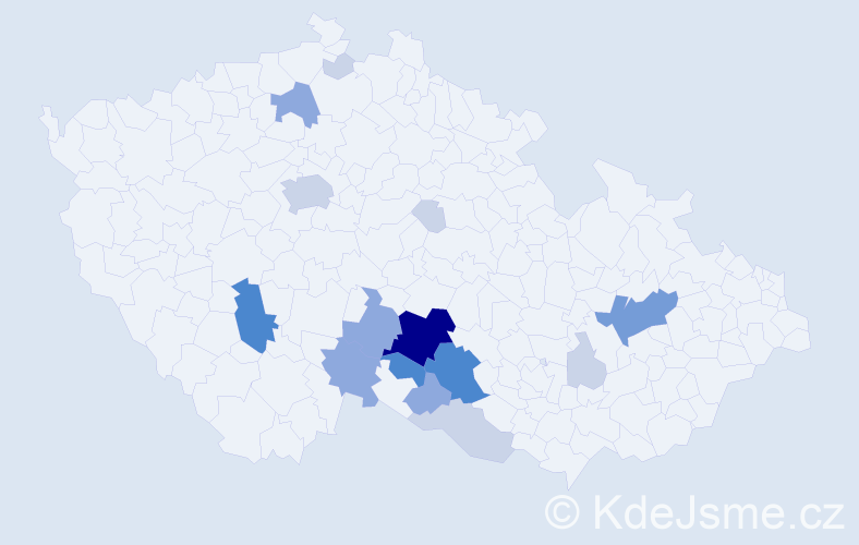 Příjmení: 'Kochrda', počet výskytů 48 v celé ČR