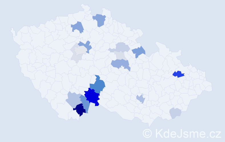 Příjmení: 'Emr', počet výskytů 58 v celé ČR