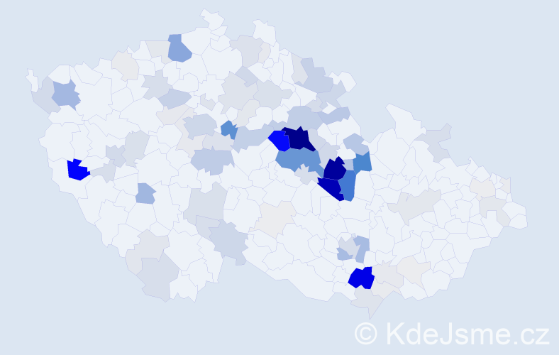 Příjmení: 'Křivka', počet výskytů 434 v celé ČR