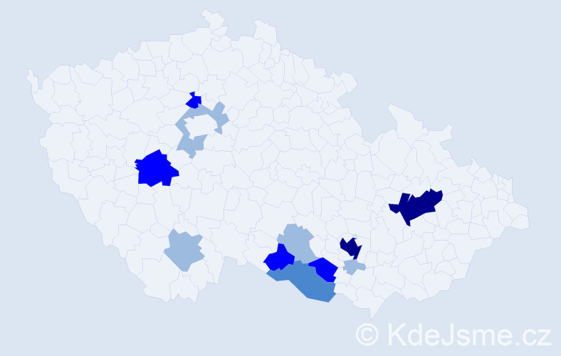 Příjmení: 'Pitauerová', počet výskytů 27 v celé ČR