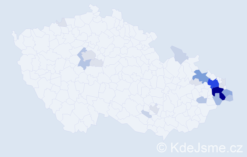 Příjmení: 'Dužík', počet výskytů 77 v celé ČR