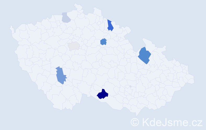 Příjmení: 'Gorelová', počet výskytů 15 v celé ČR