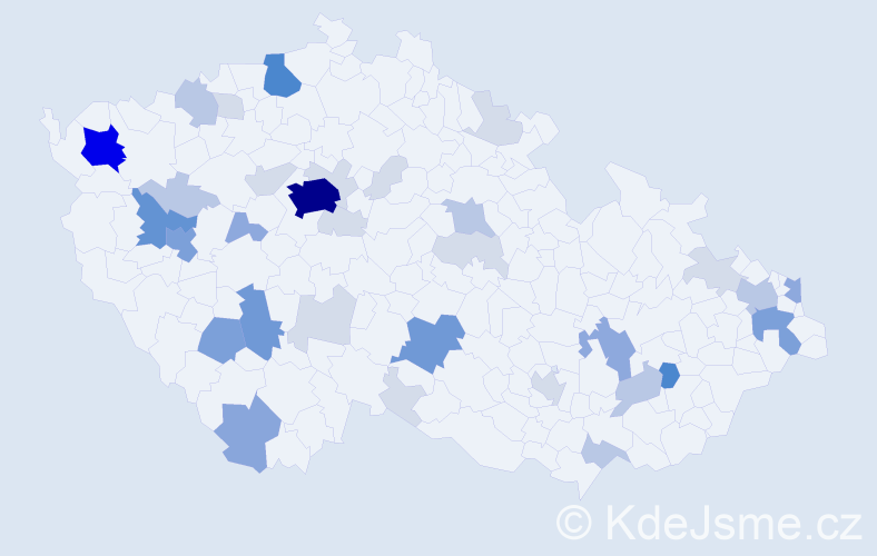 Příjmení: 'Karol', počet výskytů 121 v celé ČR