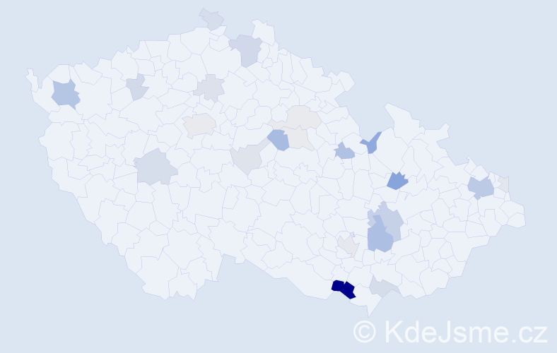 Příjmení: 'Ružička', počet výskytů 68 v celé ČR