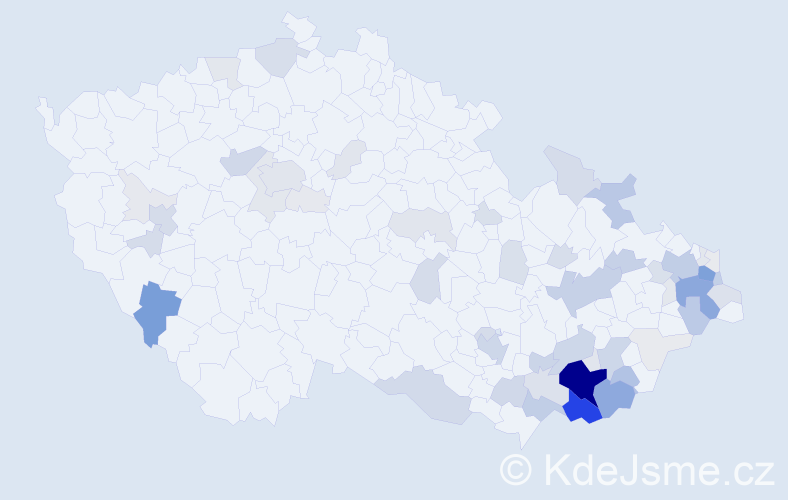 Příjmení: 'Galušková', počet výskytů 262 v celé ČR